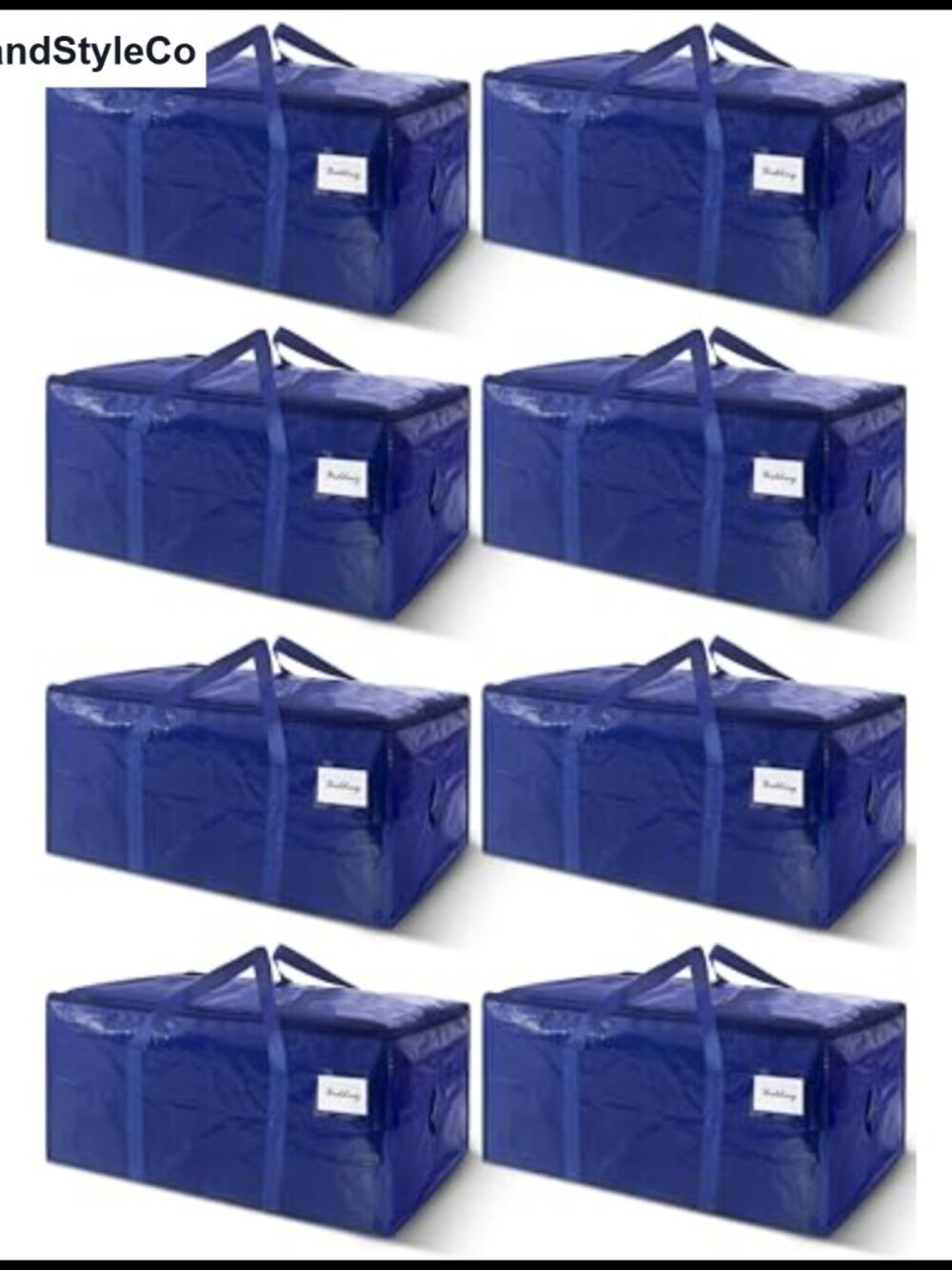 8 Pack Extra Heavy Duty Moving Bags Strong Zipper Handles Clothes Storage Totes